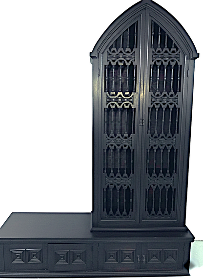 Magnífico juego de estantería de estilo gótico de madera maciza tallada a mano.