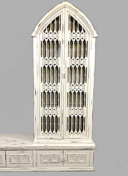 Magnífico juego de estantería de estilo gótico de madera maciza tallada a mano.