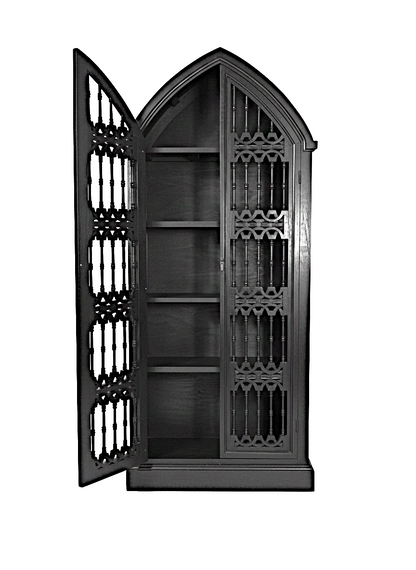 Magnífico juego de estantería de estilo gótico de madera maciza tallada a mano.