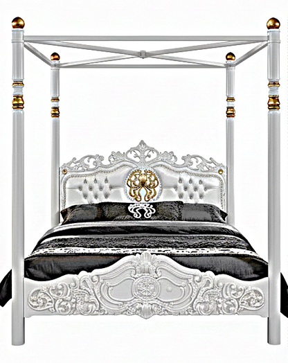 Cama Huni de madera maciza de mango tallada a mano