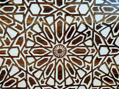Mughal Garden Geometrical Carved Natural Frame 2 Tone