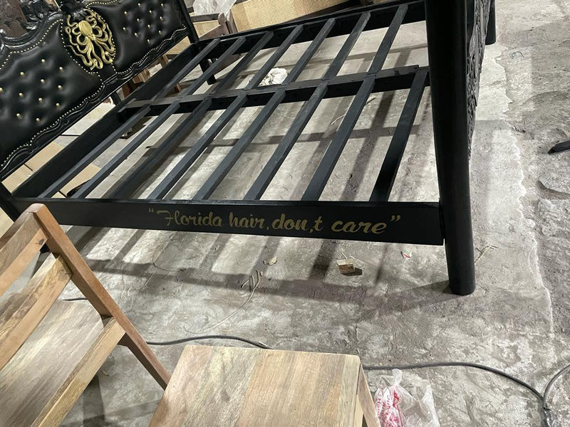 Huni Solid Mango Wood Hand Carved Bed