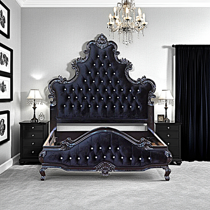 Kate Hand Carved Solid Wooden Tufted Bed