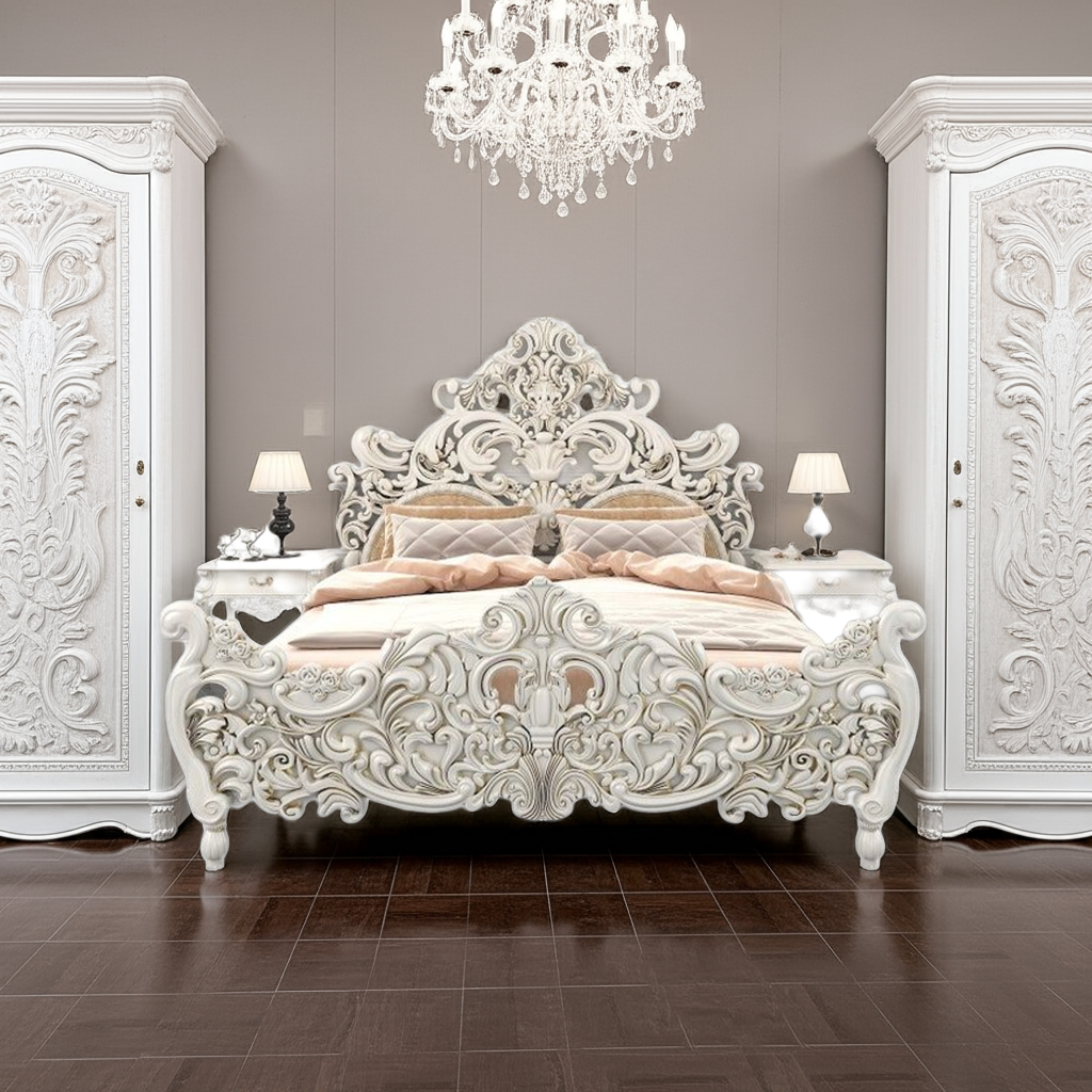 Bonita Indian Hand Carved Solid Mango Wood Bed