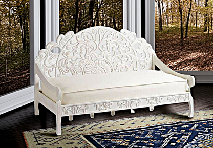 MAHAL Sofá cama tallado a mano Blanco