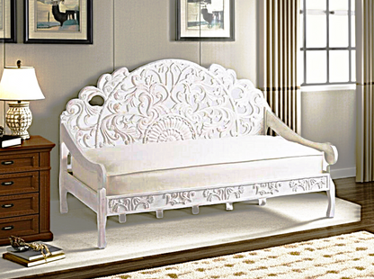 MAHAL Sofá cama tallado a mano Blanco
