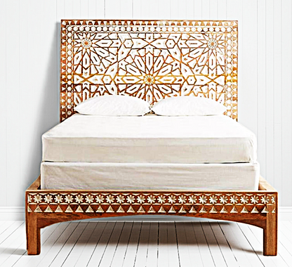 Mughal Garden Geometrical Carved Natural Frame 2 Tone