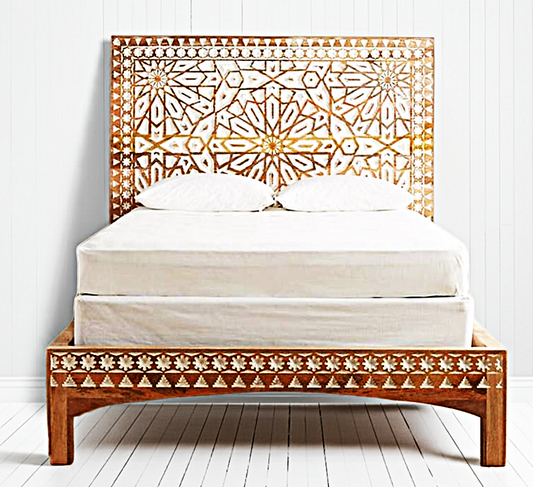 Mughal Garden Geometrical Carved Natural Frame 2 Tone