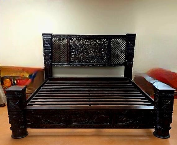 Calvin Solid Wooden Pillar Bed Frame