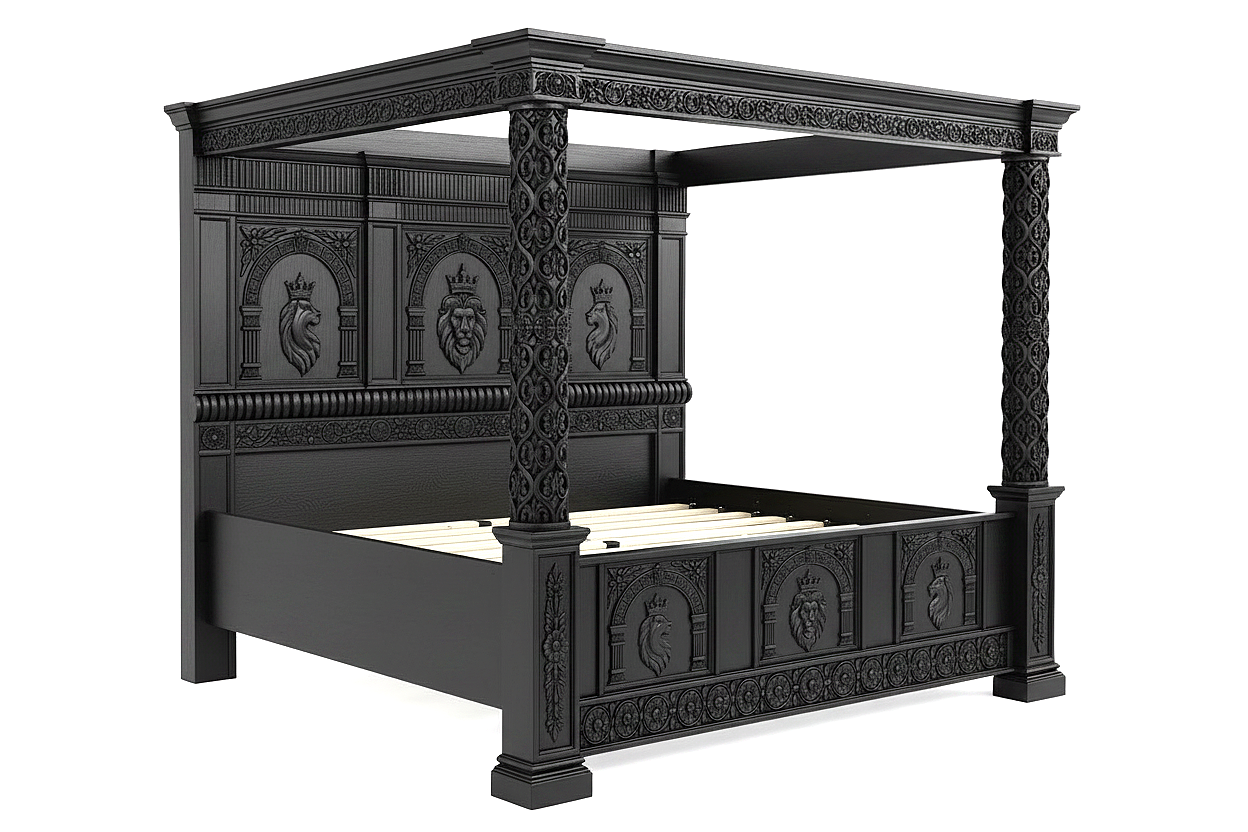 Regal Lioncrest™ Hand-Carved Solid Wood Canopy Platform Bed & Bedroom Collection