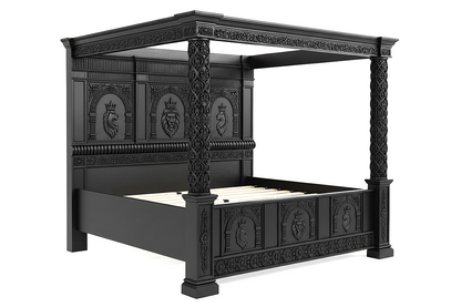 Regal Lioncrest™ Hand-Carved Solid Wood Canopy Platform Bed & Bedroom Collection