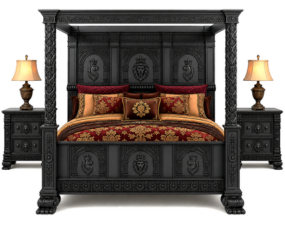 Regal Lioncrest™ Hand-Carved Solid Wood Canopy Platform Bed & Bedroom Collection