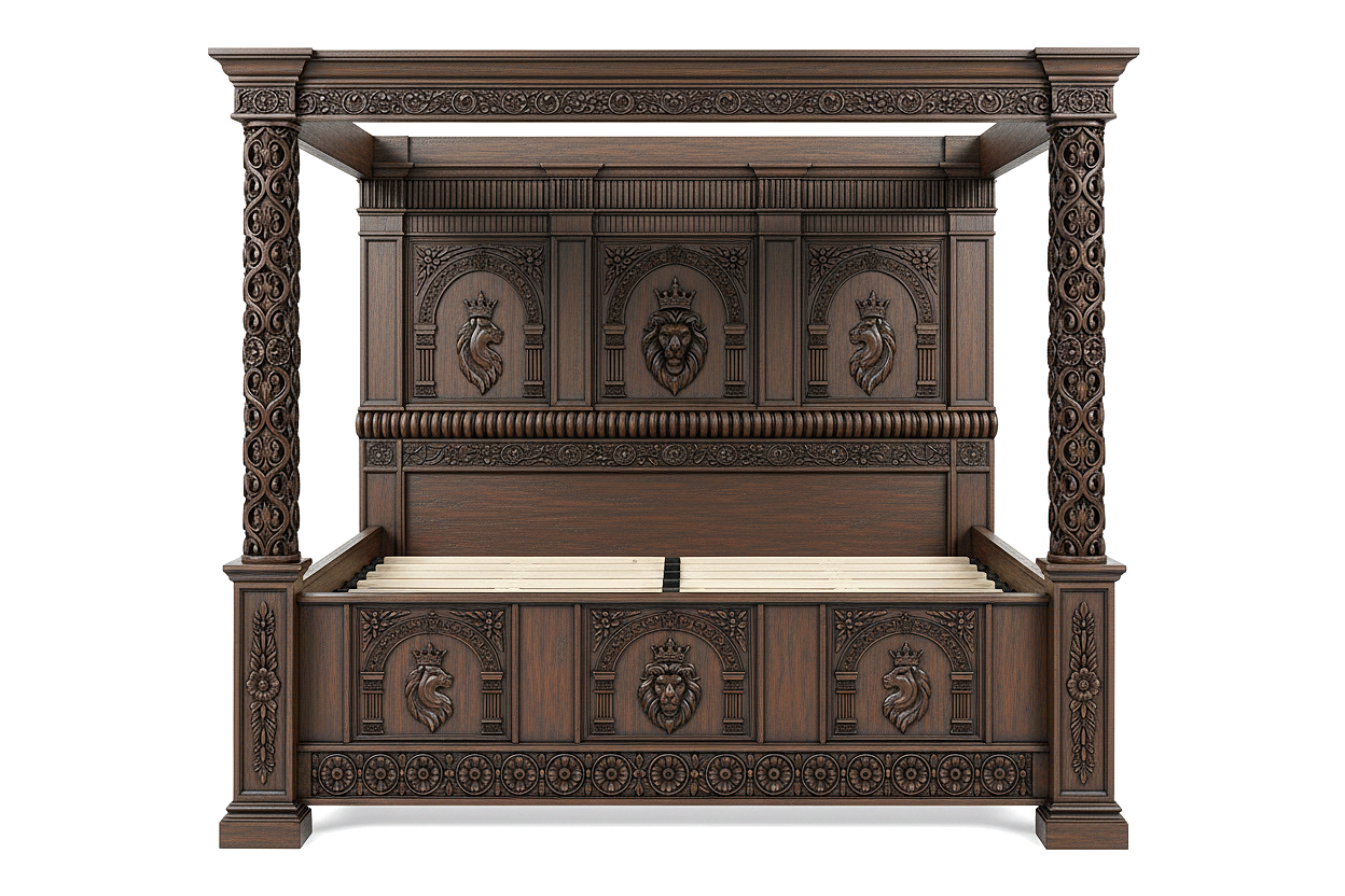 Regal Lioncrest™ Hand-Carved Solid Wood Canopy Platform Bed & Bedroom Collection