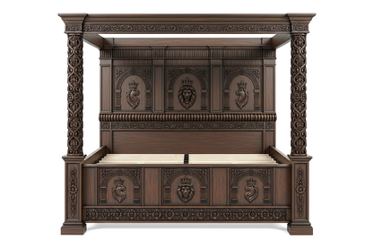 Regal Lioncrest™ Hand-Carved Solid Wood Canopy Platform Bed & Bedroom Collection