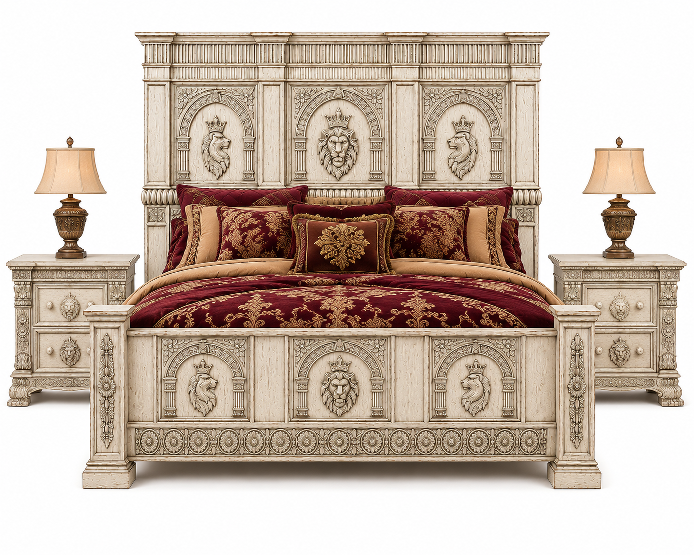 Regal Lioncrest™ Hand-Carved Solid Wood Nightstand