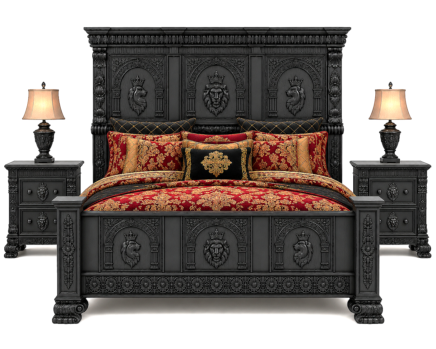 Regal Lioncrest™ Hand-Carved Solid Wood Platform Bed & Bedroom Collection