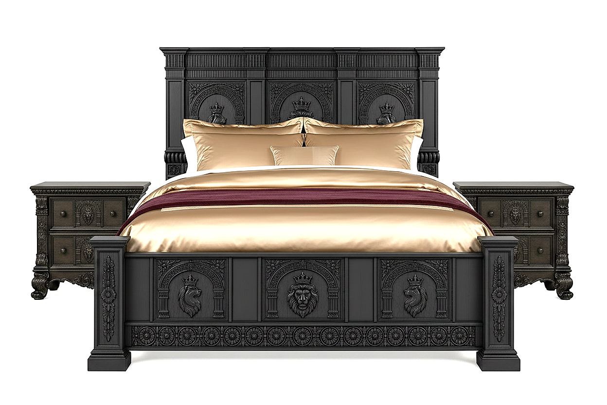 Regal Lioncrest™ Hand-Carved Solid Wood Nightstand