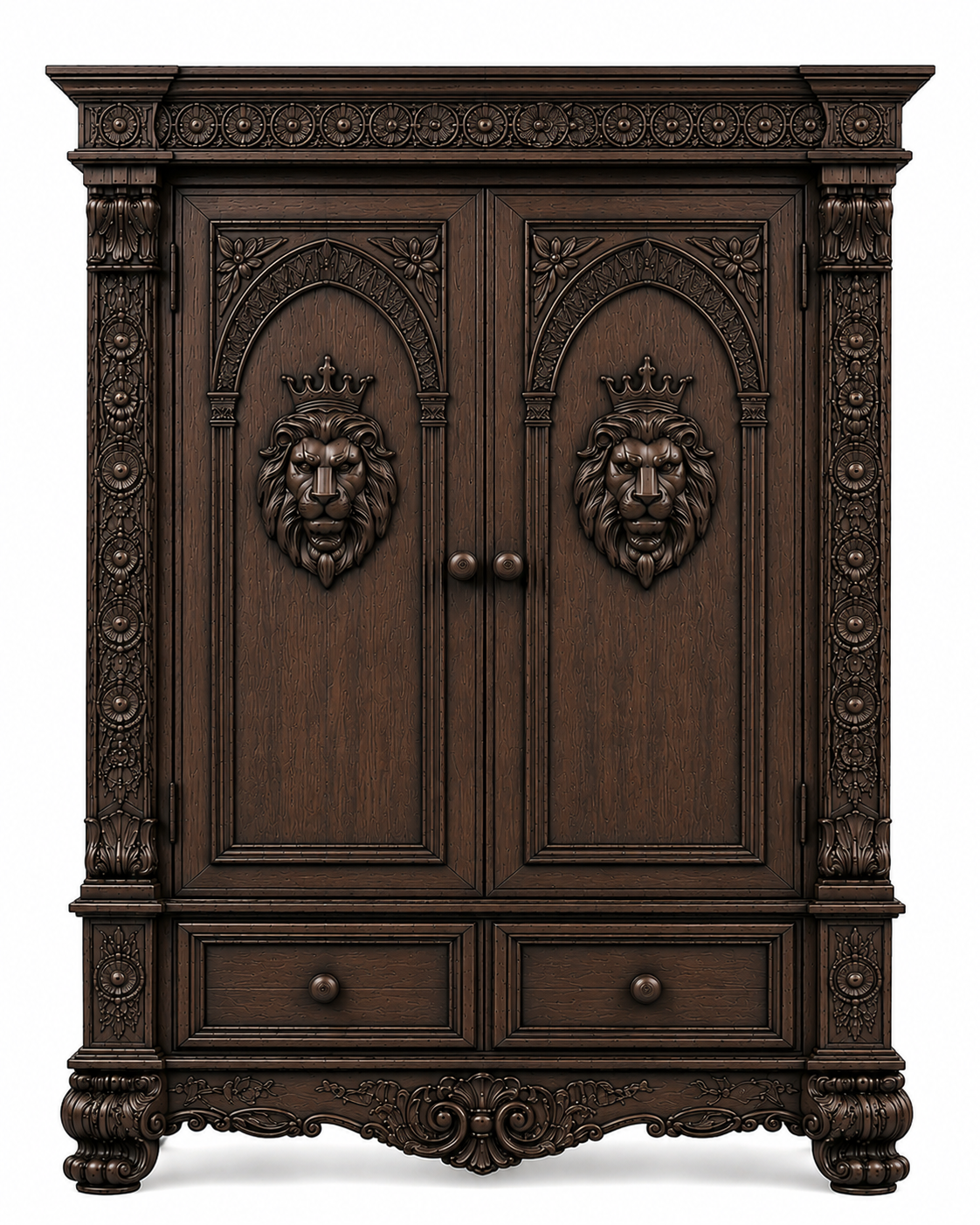Regal Lioncrest™ Hand-Carved Solid Wood Armoire