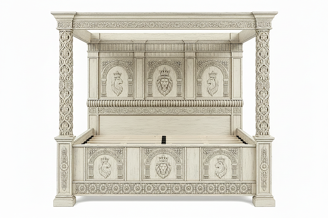Regal Lioncrest™ Hand-Carved Solid Wood Canopy Platform Bed & Bedroom Collection