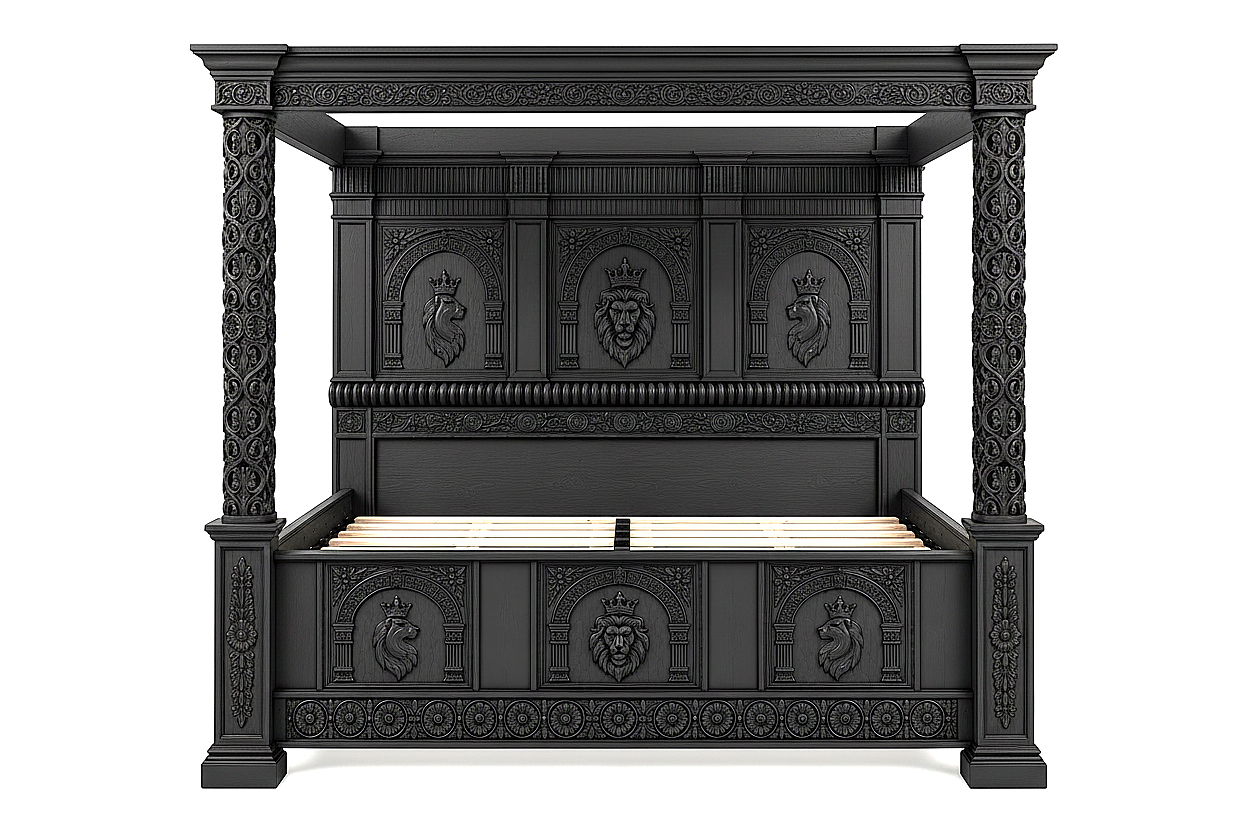 Regal Lioncrest™ Hand-Carved Solid Wood Canopy Platform Bed & Bedroom Collection