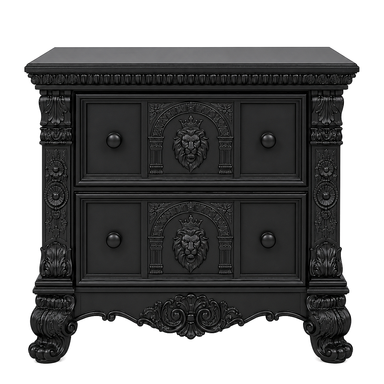 Regal Lioncrest™ Hand-Carved Solid Wood Nightstand