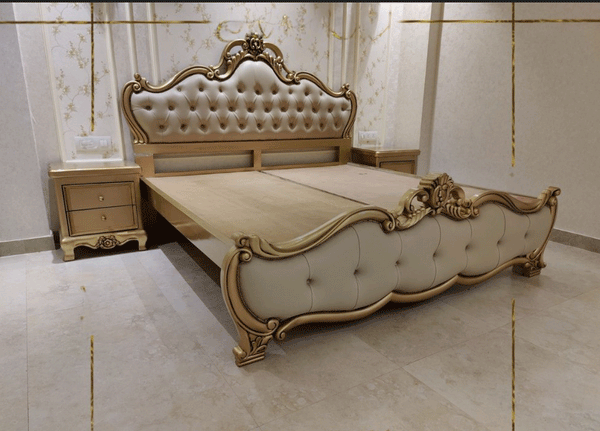 Crown Golden Hand Carved Antique Bed