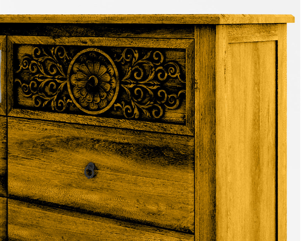 Dynasty Mughal Hand Carved Solid Wooden 4-Piece Bedroom Set