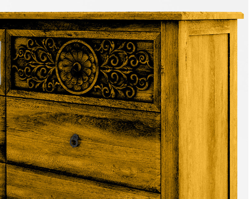 Dynasty Mughal Hand Carved Solid Wooden 6-Drawer Dresser