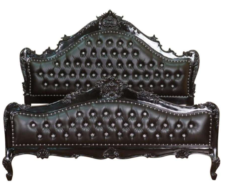 Jabs Hand carved Solid Wooden Upholstered Tufted Bed