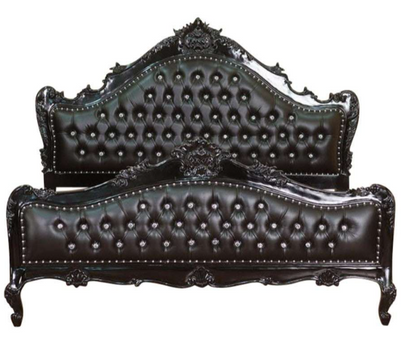 Jabs Hand carved Solid Wooden Upholstered Tufted Bed