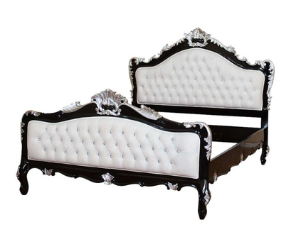 Jabs Hand carved Solid Wooden Upholstered Tufted Bed