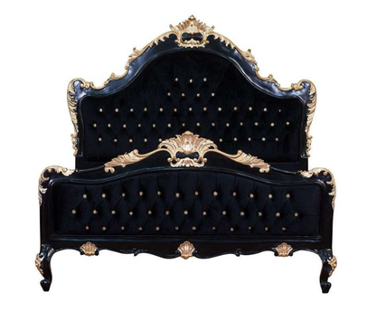 Jabs Hand carved Solid Wooden Upholstered Tufted Bed