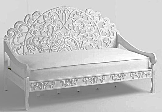MAHAL Sofá cama tallado a mano Blanco