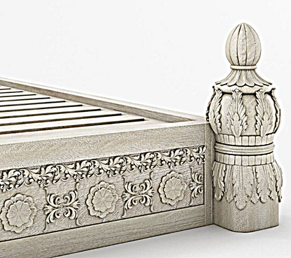 Juffair Hand Carved Solid Wood Bed