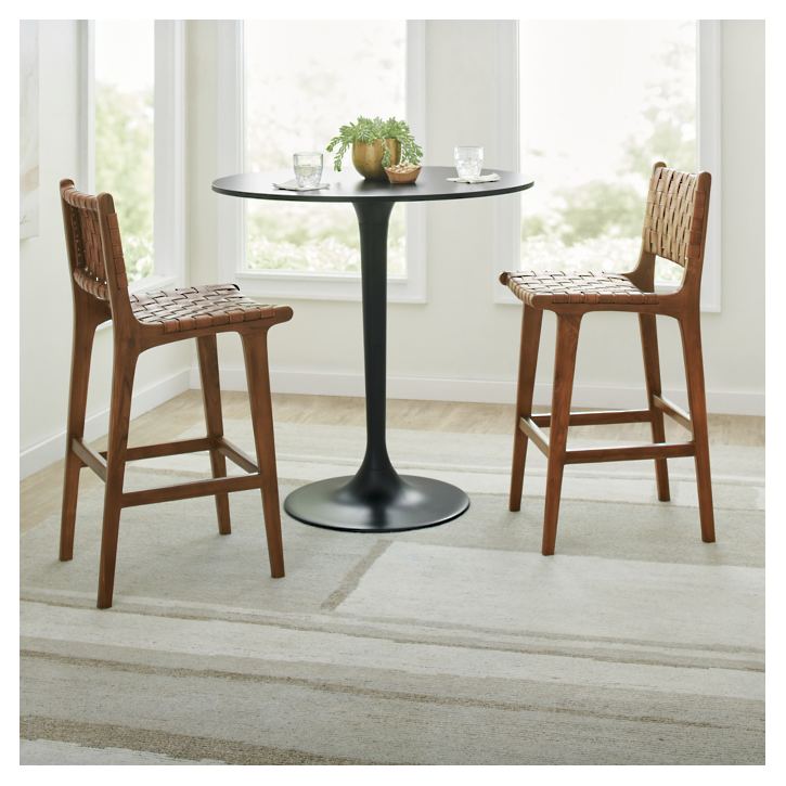 Aeterna Solid wood low back Bar/Counter Stool Set of 2 pieces