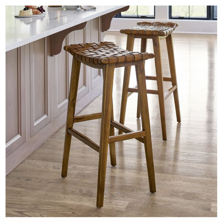 Aeterna Solid Wood Recamier Bar/Counter stool Set of 2 Pieces