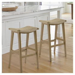 Glioe Backless Solid Wood Bar and Counter Stool