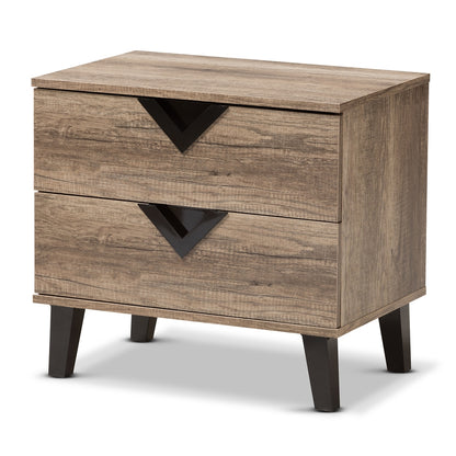 BRYER STUDIO ESTHER MODERN AND CONTEMPORARY LIGHT BROWN WOOD 2-DRAWER NIGHTSTAND