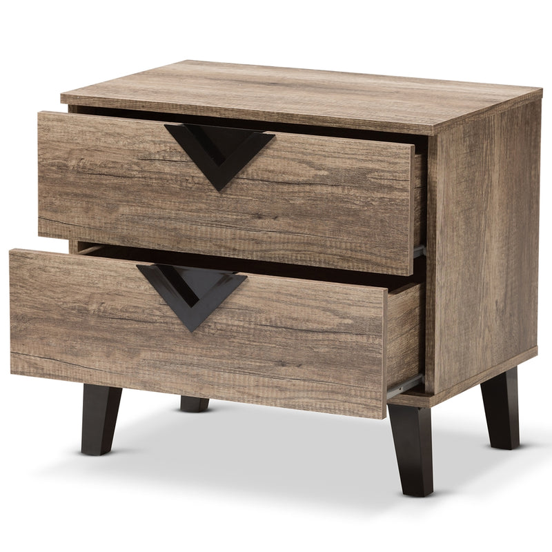 BRYER STUDIO ESTHER MODERN AND CONTEMPORARY LIGHT BROWN WOOD 2-DRAWER NIGHTSTAND