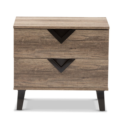 BRYER STUDIO ESTHER MODERN AND CONTEMPORARY LIGHT BROWN WOOD 2-DRAWER NIGHTSTAND