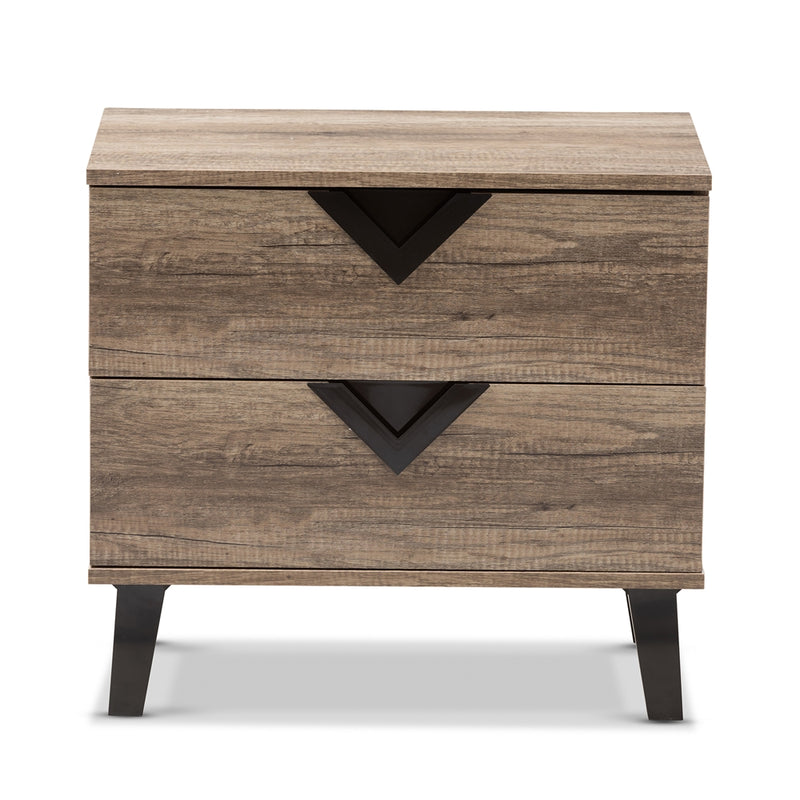 BRYER STUDIO ESTHER MODERN AND CONTEMPORARY LIGHT BROWN WOOD 2-DRAWER NIGHTSTAND