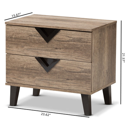 BRYER STUDIO ESTHER MODERN AND CONTEMPORARY LIGHT BROWN WOOD 2-DRAWER NIGHTSTAND