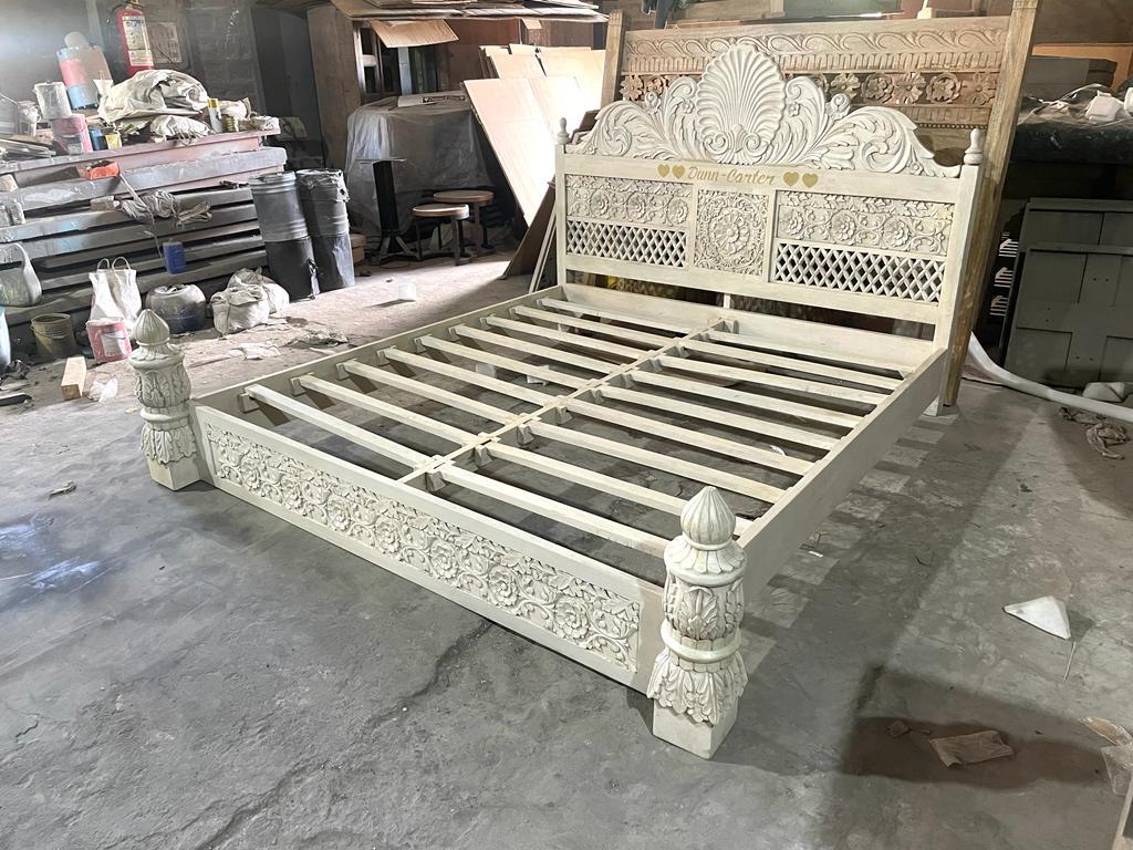 Juffair Hand Carved Solid Wood Bed