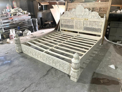 Juffair Hand Carved Solid Wood Bed