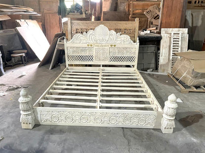 Juffair Hand Carved Solid Wood Bed