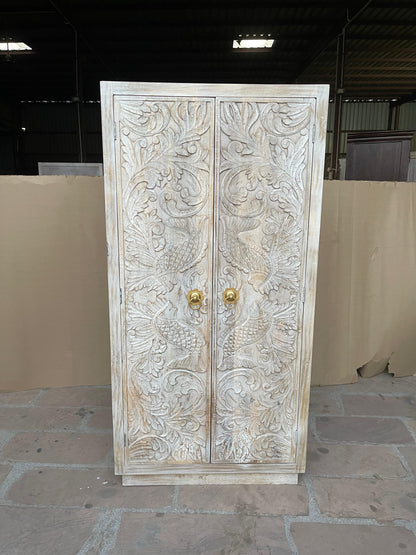 Manama Hand Carved Wood Fish Nairi Storage Cabinet