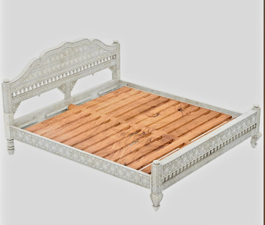 Khalifa Hand Carved Indian Solid Wooden Bed