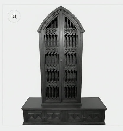 Magnífico juego de estantería de estilo gótico de madera maciza tallada a mano.