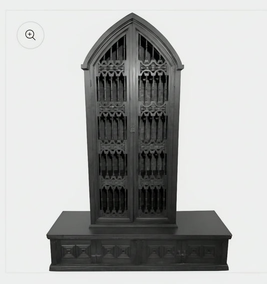 Magnífico juego de estantería de estilo gótico de madera maciza tallada a mano.
