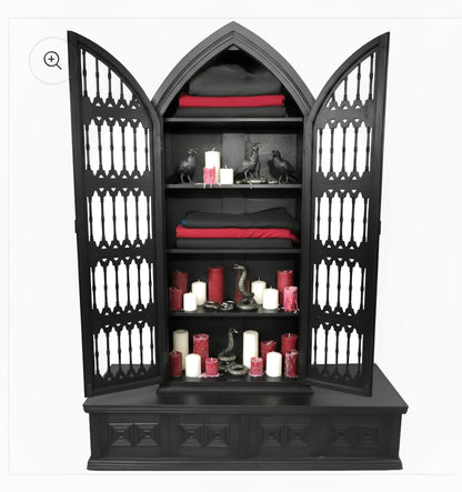 Magnífico juego de estantería de estilo gótico de madera maciza tallada a mano.